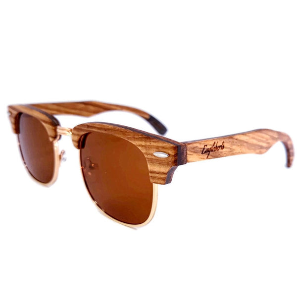 Ebony and ZebraWood Sunglasses, Tea Colored Polarized Lenses - Dunia USA