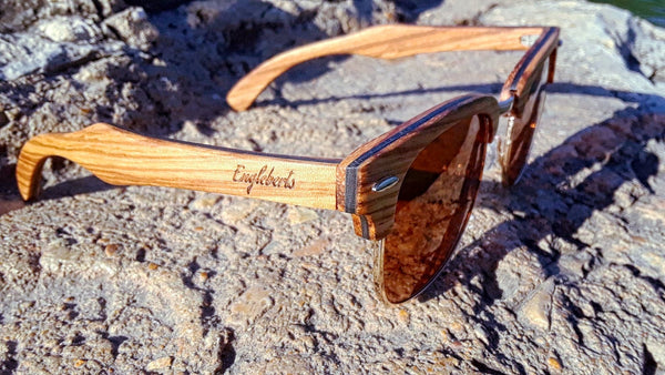 Ebony and ZebraWood Sunglasses, Tea Colored Polarized Lenses - Dunia USA